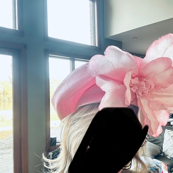 Pink flowered church hat vintage - Picture 7 of 9